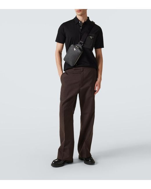 Prada Black Logo Leather Shoulder Bag for men