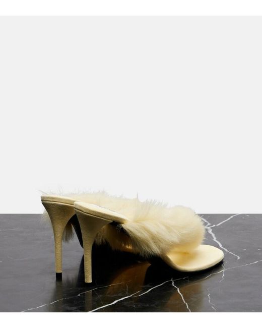 Alaïa Metallic Shearling And Leather Thong Sandals