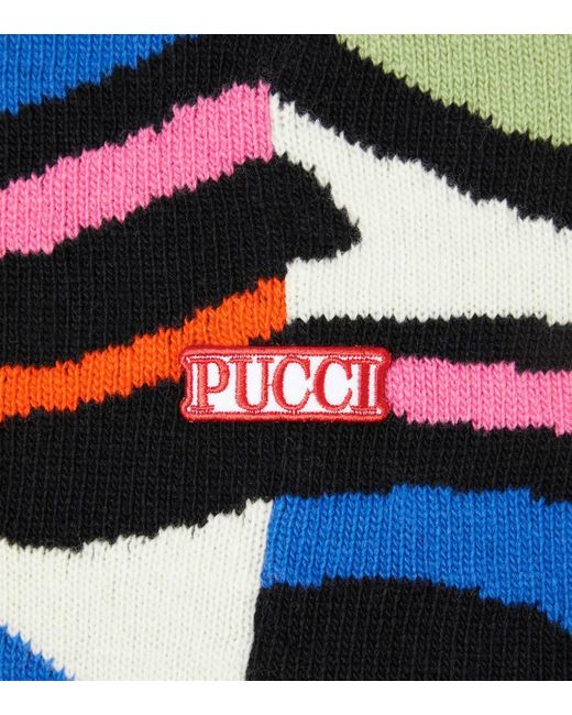 Emilio Pucci Blue Marmo Intarsia Wool Beanie