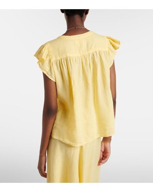Velvet Yellow Janey Linen Shirt