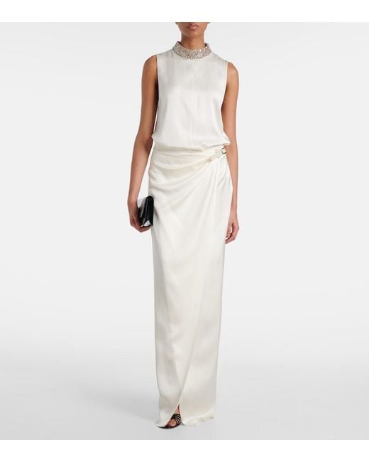 Tom Ford White Silk Satin Wrap Skirt
