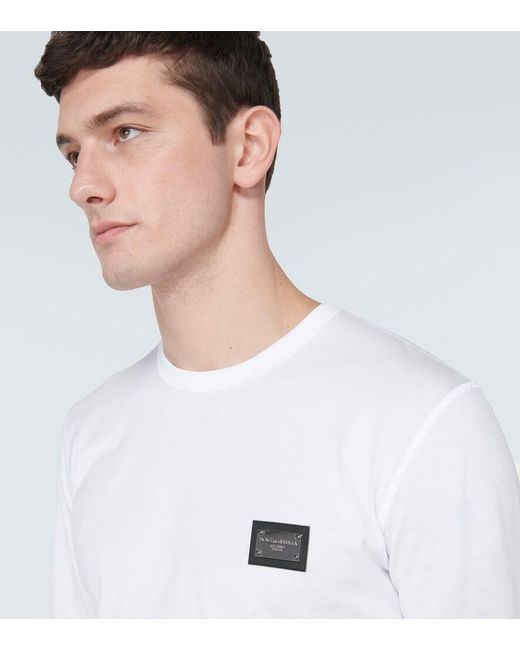 Dolce & Gabbana White Logo Cotton T-Shirt for men