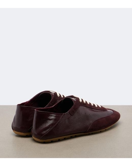 Saint Laurent Brown Lewis Suede-Trimmed Leather Sneakers
