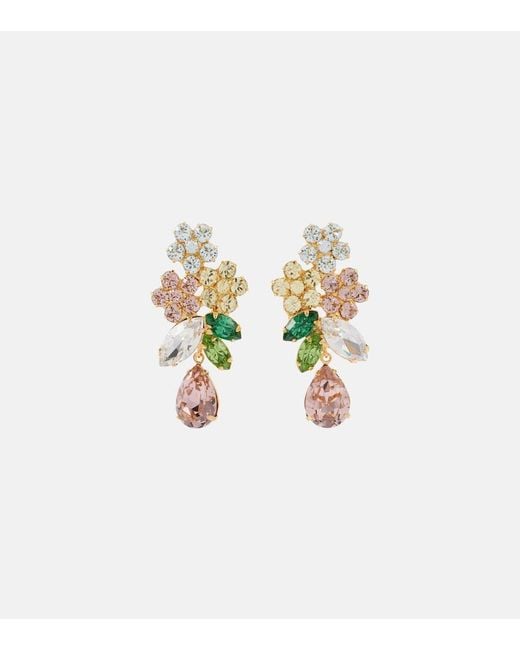 Jennifer Behr White Bouquet-Plated Drop Earrings