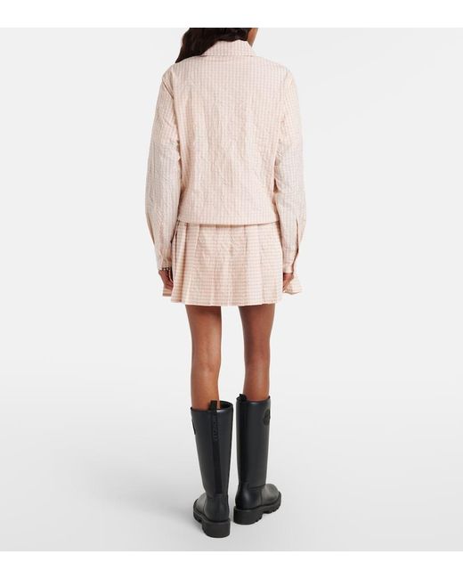 Moncler Natural Checked Pleated Cotton-Blend Miniskirt