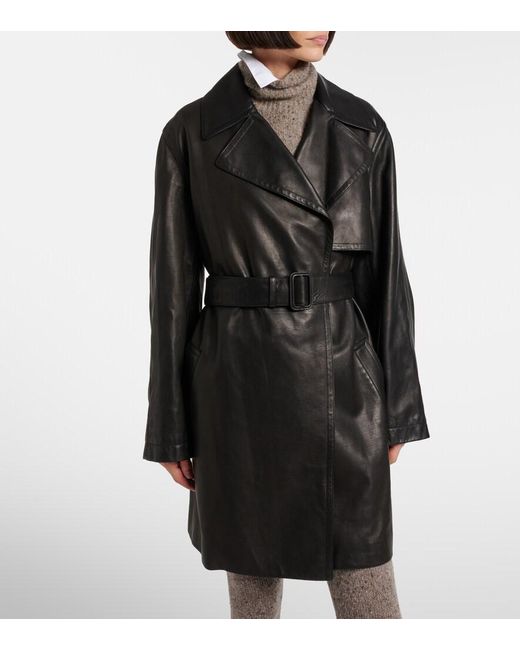 The Row Black Siempra Leather Coat