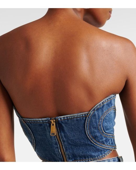 Area Blue Strapless Denim Top