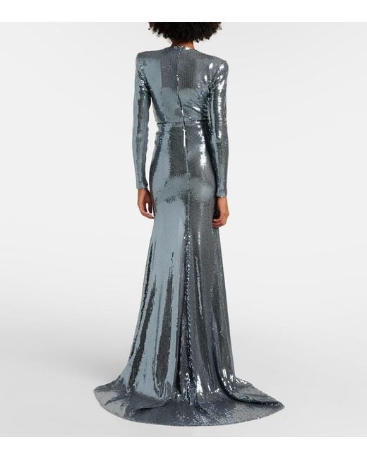 Alex Perry Gray Sequined Gathered Gown