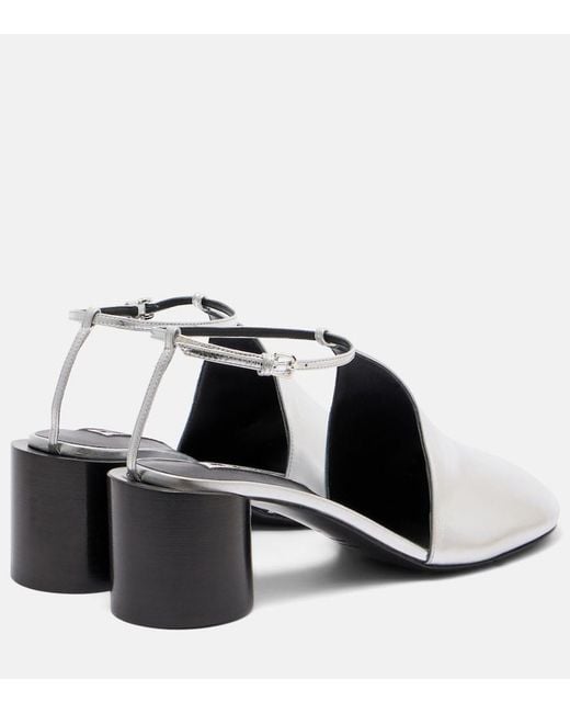 Jil Sander White Metallic Leather Pumps