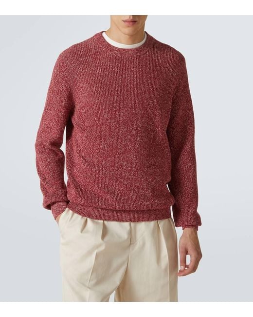 Brunello Cucinelli Pullover Aus Baumwolle in Red für Herren