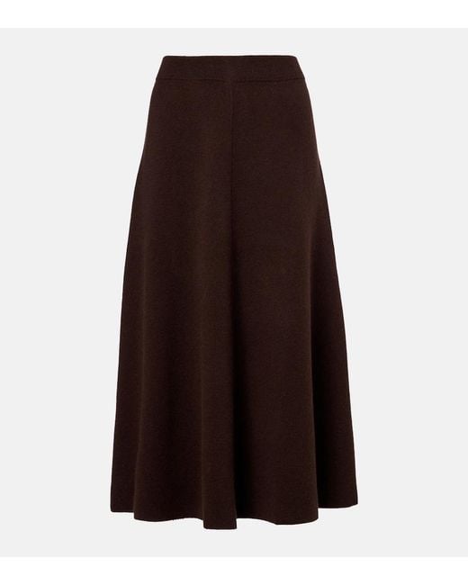 Jardin Des Orangers Brown Wool And Cashmere Midi Skirt