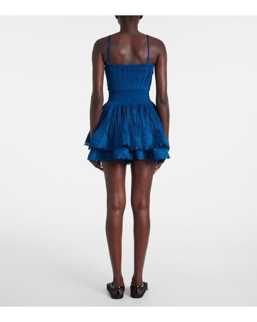Alaïa Blue Ribbed-Knit Top