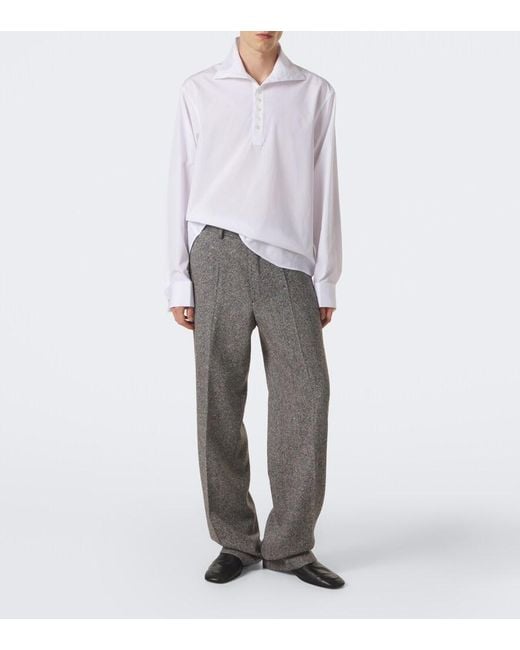 Dries Van Noten Gray Checked Wool Straight Pants for men