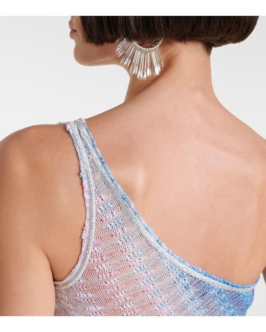 Missoni White Wave Cropped One-Shoulder Top