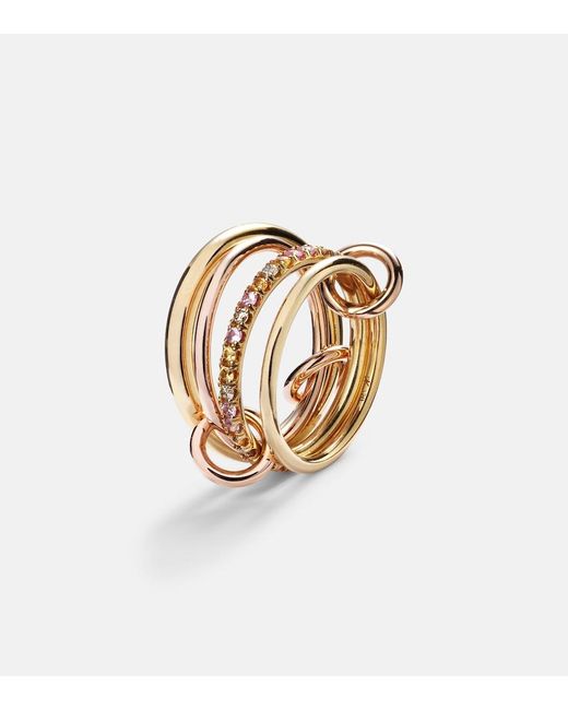 Spinelli Kilcollin Metallic Nimbus 18kt Gold And Rose Gold Linked Rings With Sapphires And Diamonds
