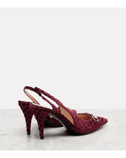 Gucci Red Slingback Pump With Horsebit, Size 34.5 It