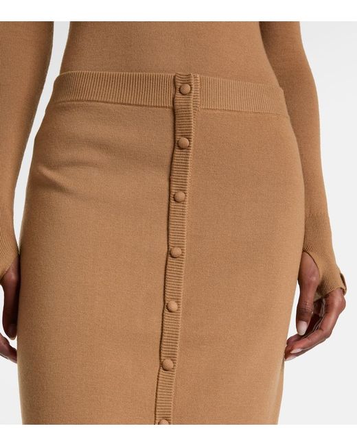 Victoria Beckham Brown Wool-Blend Midi Skirt