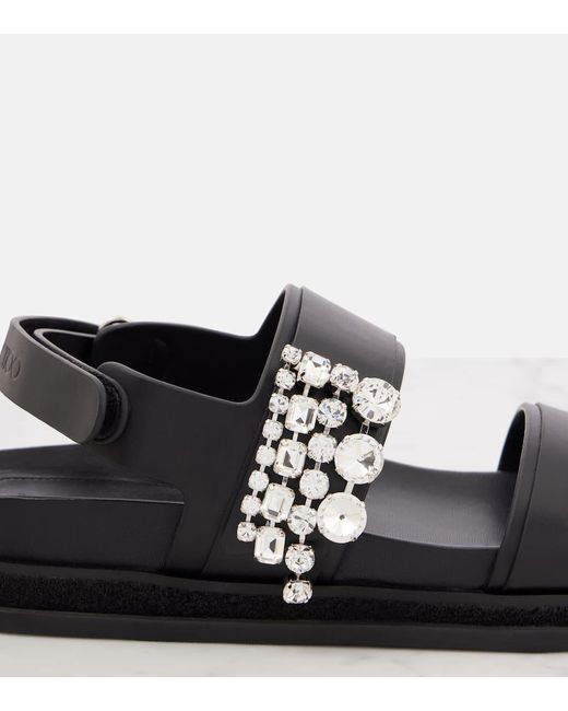 Jimmy Choo Black Verity Embellished Leather Sandals