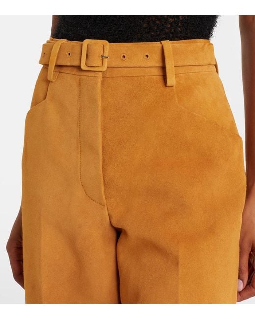Gabriela Hearst Brown Norman Belted Suede Wide-Leg Pants