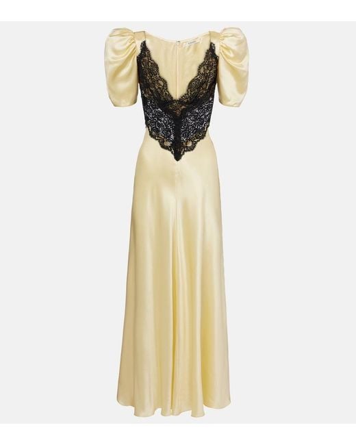 Rodarte Metallic Lace-Trimmed Silk Charmeuse Gown