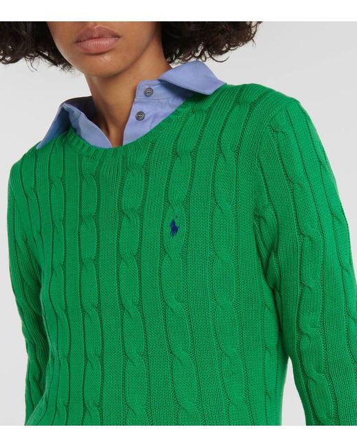 Polo Ralph Lauren Green Cable-knit Cotton Sweater