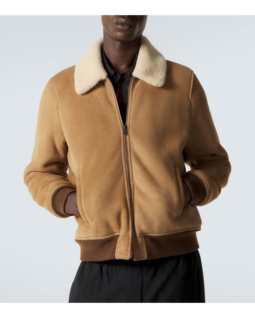 Saint Laurent Brown Shearling-Lined Suede Jacket for men