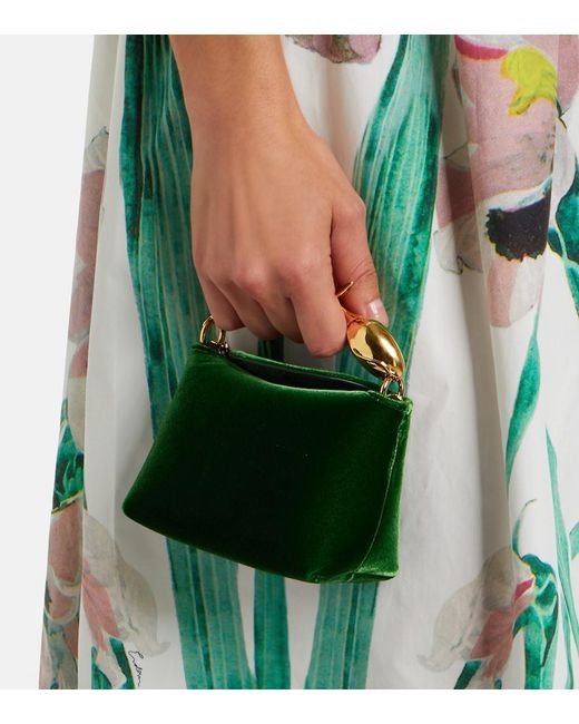 Erdem Green Bloom Micro Velvet Top-Handle Bag