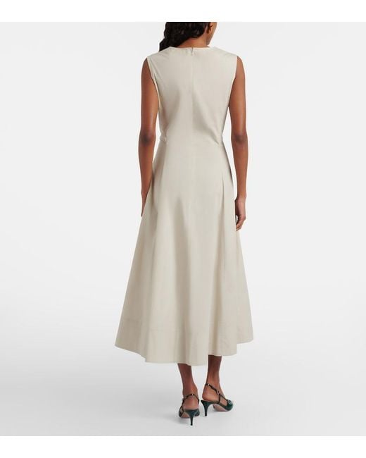 Oscar de la Renta Metallic Porcelain Cotton-Blend Poplin Midi Dress