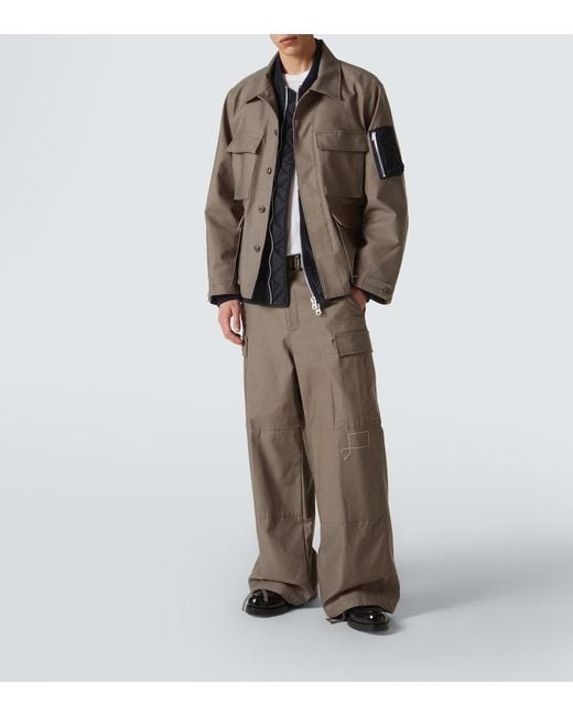 Sacai Brown Cotton Cargo Pants for men