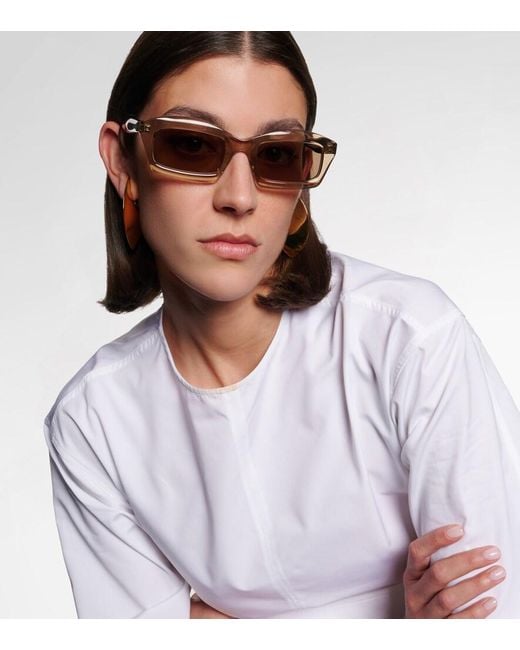 Alaïa Natural Lettering Logo Rectangular Sunglasses