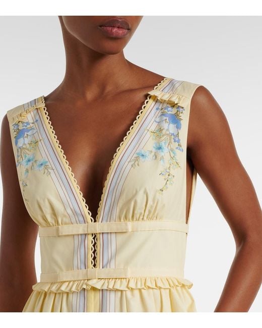 Self-Portrait White Floral Cotton Poplin Midi Dress