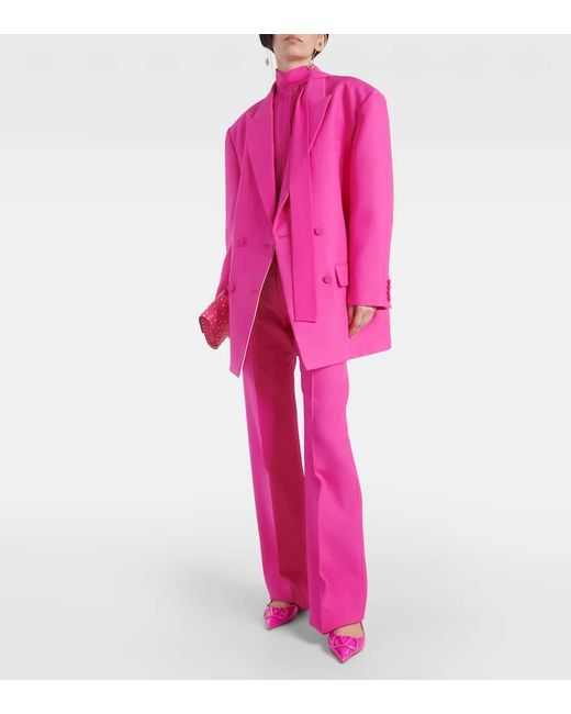 Blusa de georgette de seda con lazada Valentino de color Pink