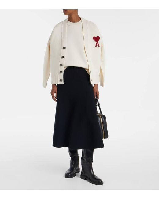 AMI White Ami De Cour Virgin Wool Sweater