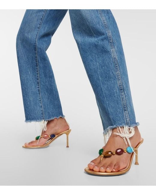 Gianvito Rossi Multicolor Shanti Embellished Leather Thong Sandals