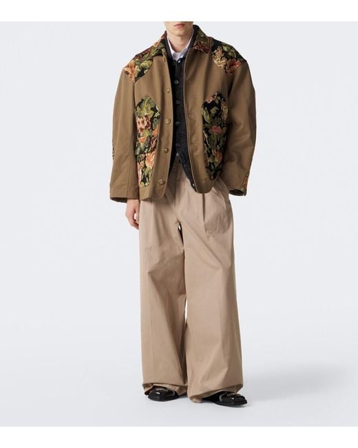 Simone Rocha Green Floral Patchwork Cotton Jacket for men