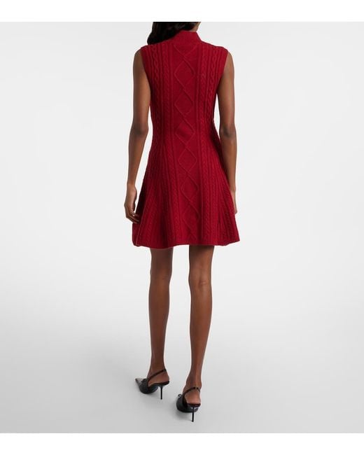 Staud Red Charade Cable-Knit Wool-Blend Minidress
