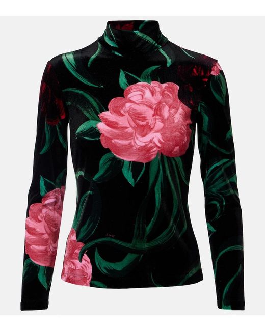 LaDoubleJ Red Floral Turtleneck Top