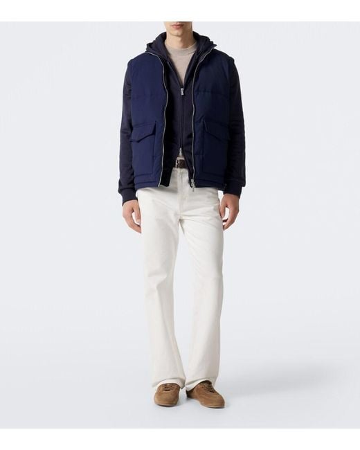 Eleventy Blue Silk And Cotton-Blend Zip-Up Hoodie for men