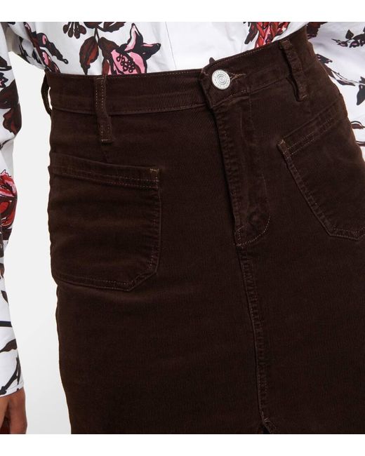 FRAME Brown High-Rise-Midirock Aus Cord