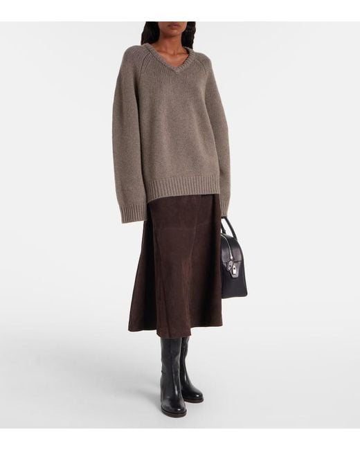 Lisa Yang Brown Oversize-Pullover Oia Aus Kaschmir