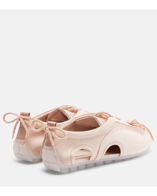 Simone Rocha Pink Cutout Suede-Trimmed Satin Sneakers