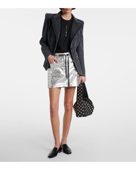 Junya Watanabe Gray Metallic-Effect Cotton Miniskirt