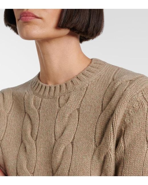 Loro Piana Natural Napier Cable-Knit Cashmere Sweater