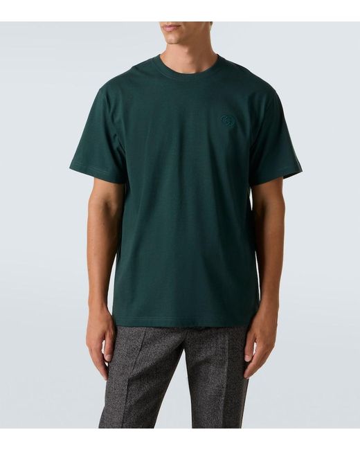Gucci T-Shirt Double G Aus Baumwoll-Jersey in Green für Herren