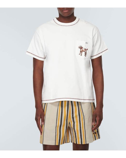 Bode Besticktes T-Shirt Griffon aus Baumwolle in White für Herren