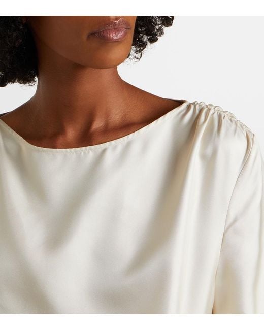 Loulou de Saison White Mano Silk Satin Top