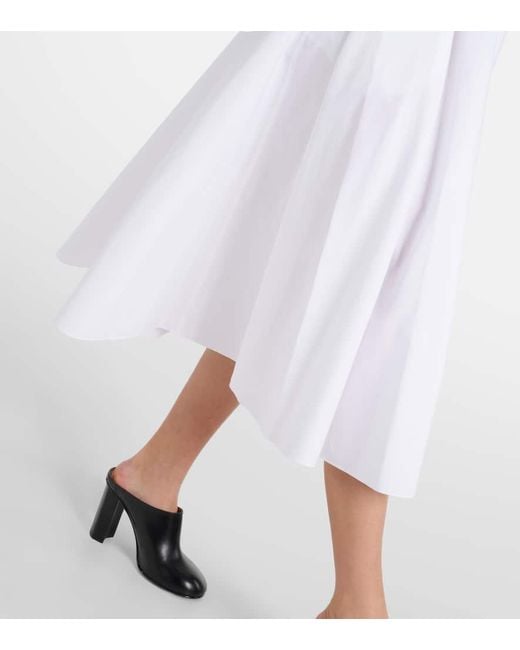 Vestido Midi De Popelin De Algodon Alaïa de color White