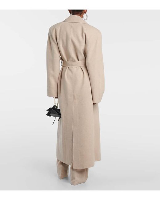 Magda Butrym Natural Double-Breasted Cashmere Coat