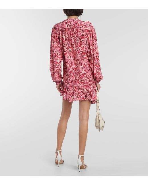 Isabel Marant Red Tiphaine Printed Silk Blouse