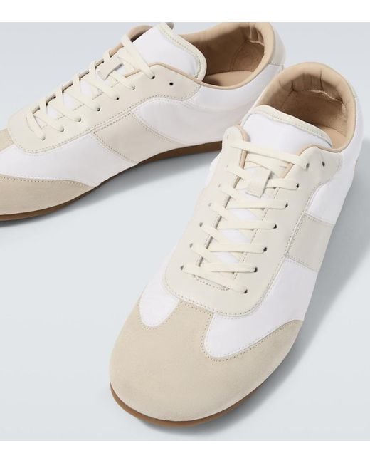 Lemaire White Soft Suede-Trimmed Sneakers for men